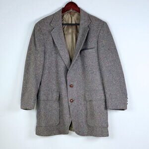 Vintage 70s Levi Tailored Classics Wool Tweed Mens Blazer 42L Pockets Academia